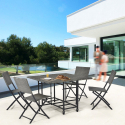Outdoor garden set square table 110x110cm with 4 folding chairs modern rattan Lentel On Sale