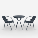 Round Table Set with 2 Steel Chairs, Modern Design for Garden or Bistro Promotion