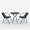 Round Table Set with 2 Steel Chairs, Modern Design for Garden or Bistro Promotion