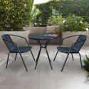 Round Table Set with 2 Steel Chairs, Modern Design for Garden or Bistro On Sale