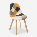 Nordic design patchwork chair in wood and fabric for kitchen bar restaurant Robin Cost