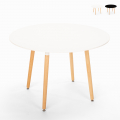 Design round wooden table 100cm for kitchen bar restaurant Moss Promotion