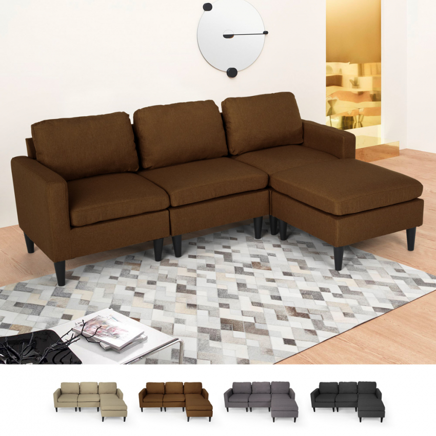 Modern and elegant 3 seater sofa with armrests and pouf for living room Steffy Measures