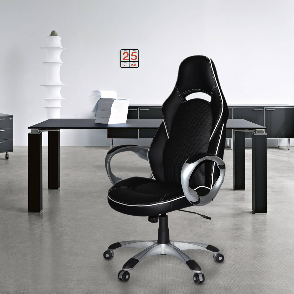 Racing Style Office Chair With Ergonomic Design Adjustable Height Eco Leather Classic