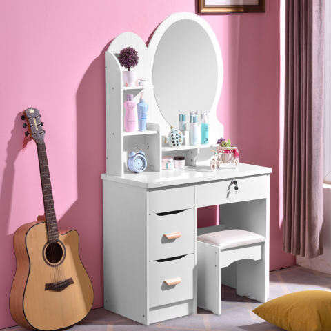 Make-up station round mirror stool bedroom cabinet Babette Promotion