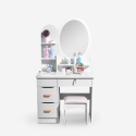 Make-up station round mirror stool bedroom cabinet Babette On Sale