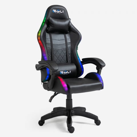 Gaming chair LED RGB ergonomic office lumbar cushion headrest The Horde Promotion