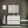 Bathroom cabinet suspended base 2 drawers ceramic sink mirror LED lamp Kallsjon Sale