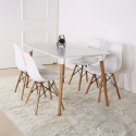 Scandinavian design square table kitchen dining room wood 80x80cm Wooden Sale