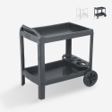 Plastic food trolley 2 shelves with wheels outside Progarden Astro Promotion