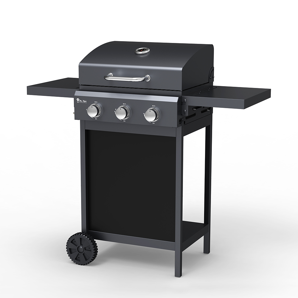 Stainless Steel 3-Burner Gas BBQ with Foldable Shelves Romesco Fr