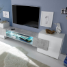 Modern TV cabinet 2 doors 1 open compartment glossy white cement Interlocking Offers