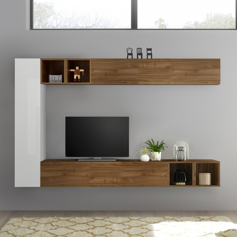 Modern design living room wall unit with white wooden TV stand Infinity 104