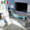 Modern TV cabinet 2 doors 1 open compartment glossy white cement Interlocking On Sale