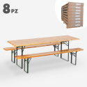 Stock set brewery 8-piece folding wooden tables benches 220x80 Oletan On Sale
