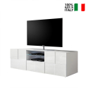 White living room TV cabinet 2 doors drawer compartment Dama Tecum Wh On Sale