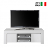 Modern white TV stand base unit 2 side doors open compartment Florence On Sale