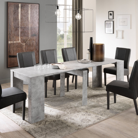 Extendable console dining room table 79x54-252cm grey Margaret Promotion