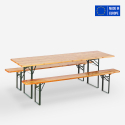 Stock set brewery 8-piece folding wooden tables benches 220x80 Oletan Offers