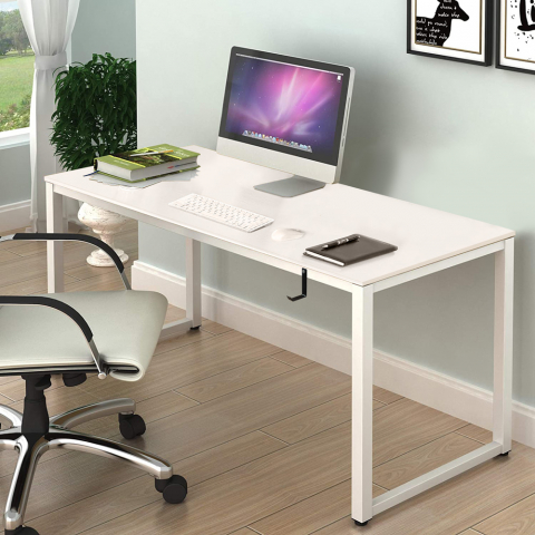 White modern design office desk 160x60 headphone support Stuttgart SNOW Promotion