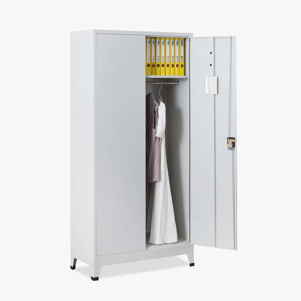 Vesuvio Light Office Metal Storage Cabinet, 2-Door, 90x40x180 cm with Lock