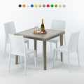 Elegance Set Made of a 90x90cm Beige Square Table and 4 Colourful Chairs Promotion