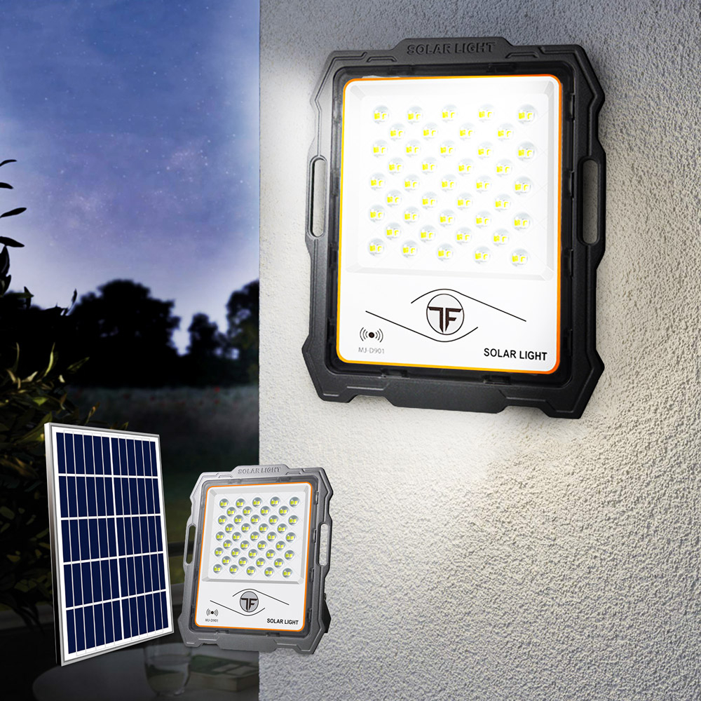 Portable 100W LED Spotlight with Solar Panel 2000 Lumen Remote Control Inluminatio M