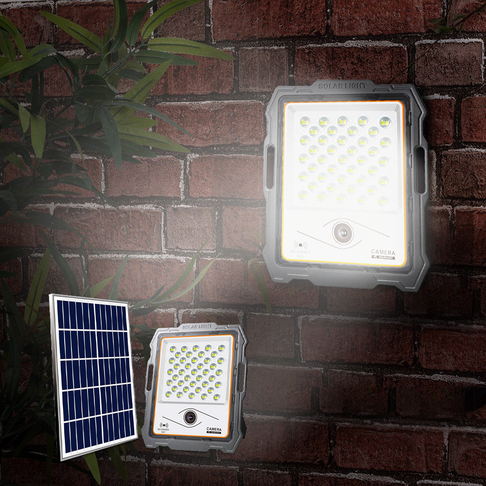 Conspicio M 100W LED Floodlight with 2000 Lumens Solar Panel and Wi-Fi Camera