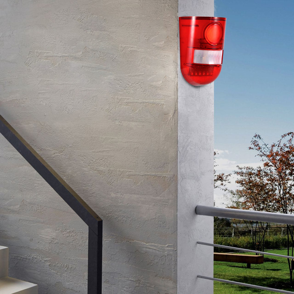Solar-Powered LED Flashing Siren Alarm Sensor Detector