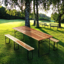 10 Set of Folding Table and 2 Benches Wooden Furniture Outdoors On Sale