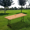 Set of 10 Two Legged Wooden Outdoors Table 220x80 On Sale