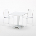Caffè Set Made of a 70x70cm Square Table and 2 Colourful Transparent Chairs 