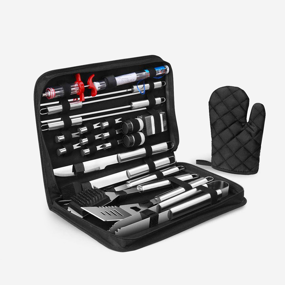 Professional Stainless Steel BBQ Tool Set - Tongs, Spatula, Knife Bladeset