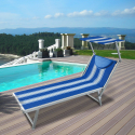 Santorini Stripes Professional Aluminium Beach Sunbed On Sale