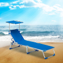 Adjustable Outdoor Sun Lounger With Sunshade California Blue On Sale