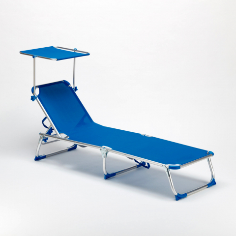 Adjustable Outdoor Sun Lounger With Sunshade California Blue Promotion