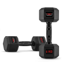 Set of 2 Hexagonal Dumbbells for Cross Training - Rubber and Steel - 6 kg - Goemon Promotion