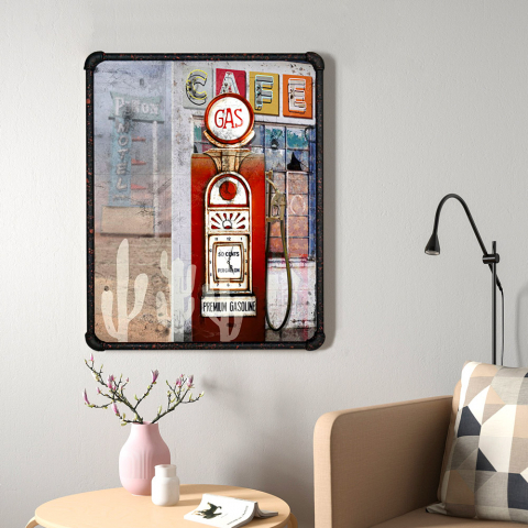 Vintage canvas painting with metal tubular frame 60x80cm Gasoline Promotion