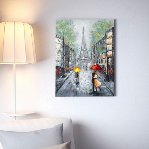 Urban landscape hand-painted on canvas 90x120cm Dans la rue Promotion