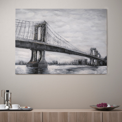 Urban landscape hand-painted on canvas 120x90cm Bridge Promotion