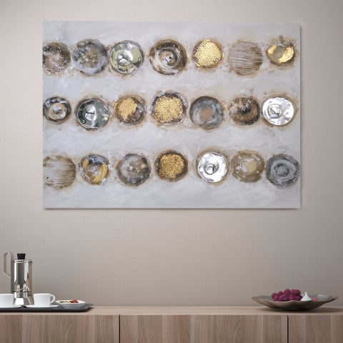 Hand-painted abstract painting on canvas 120x90cm Gold & Silver Promotion