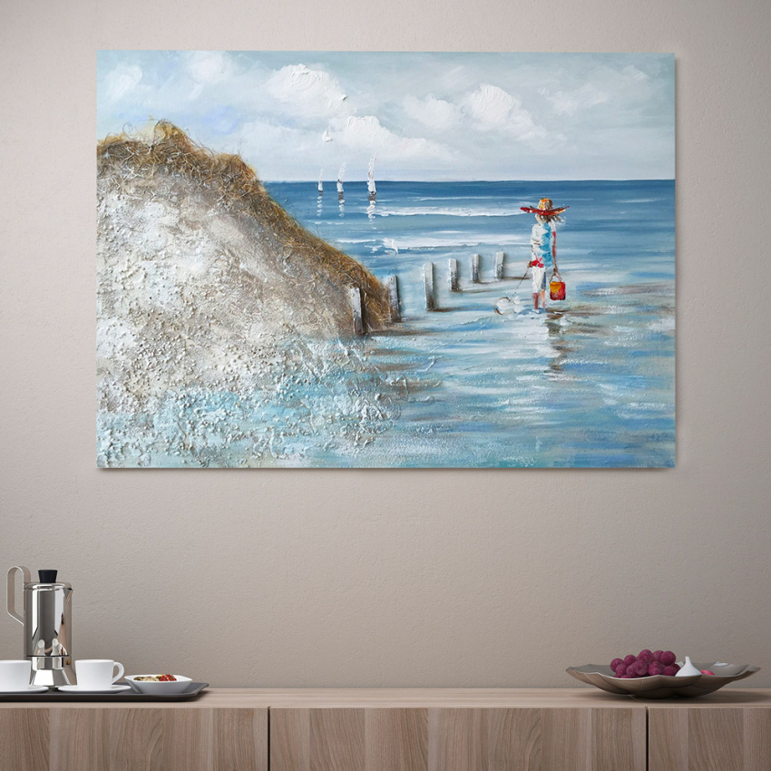 Landscape painting nature hand-painted on canvas 120x90cm By The Seashore Promotion