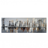 Urban landscape hand-painted on canvas 140x45cm Brooklyn Bridge On Sale