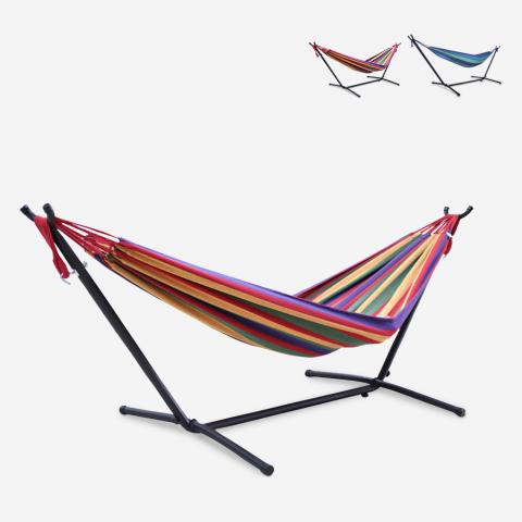 Outdoor garden hammock with adjustable support 150 kg 2 persons Pokhara fabric Promotion