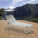 4 Aluminium Beach Sunbeds with Adjustable Canopy Neptune Sale