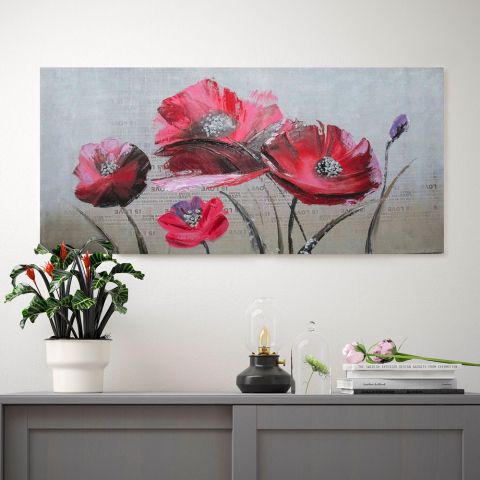 Hand-painted floral painting on canvas 110x50cm Poppies Promotion