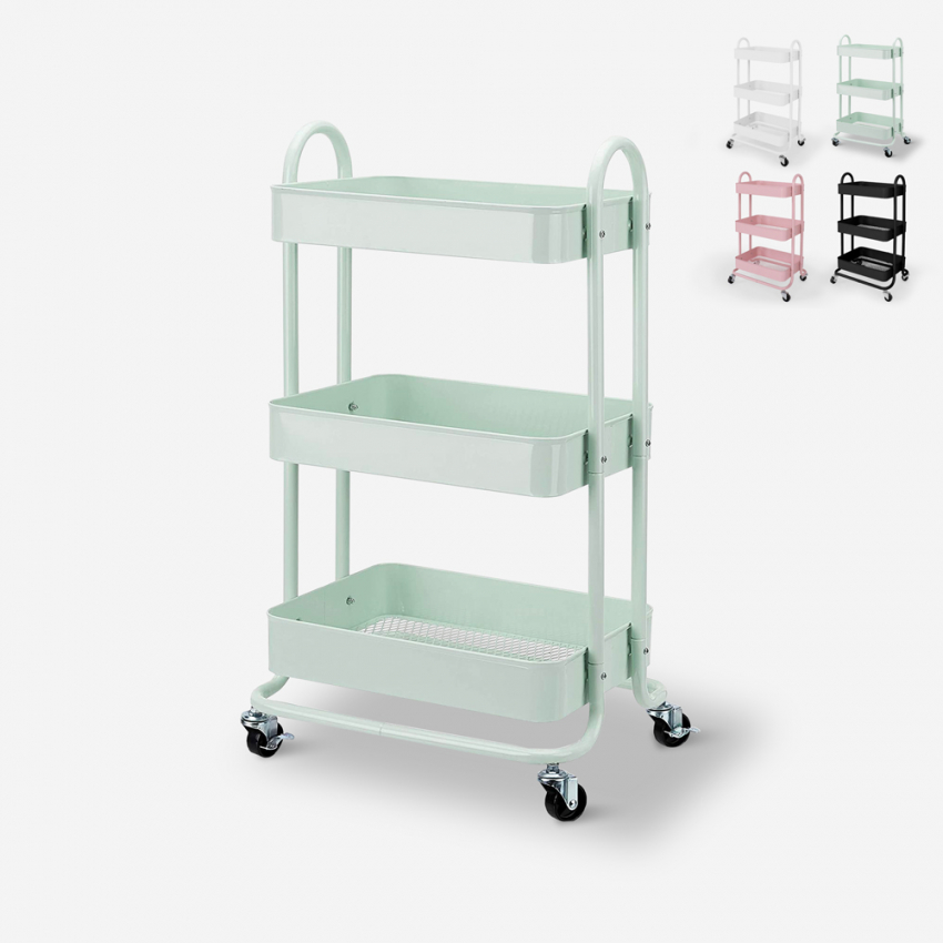 3-shelf metal kitchen trolley with wheels Sall Offers