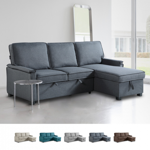 Modern design 3-seater corner sofa bed with storage peninsula Stratum Promotion