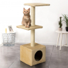 Cat scratching post in plush and sisal with 2 platforms and 1 cave 95 cm Pixiebob Sale
