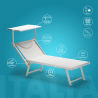 Set Of 4 Italia Professional Sun Loungers With Built-in Headrest And Sunshade Offers